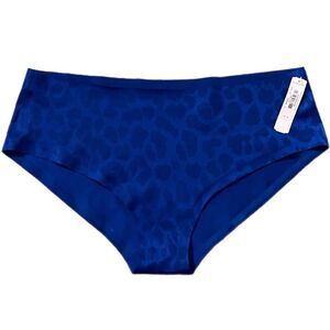 Victorias Secret Discontinued No-Show Sexy satin Hiphugger Thick Panty blue M